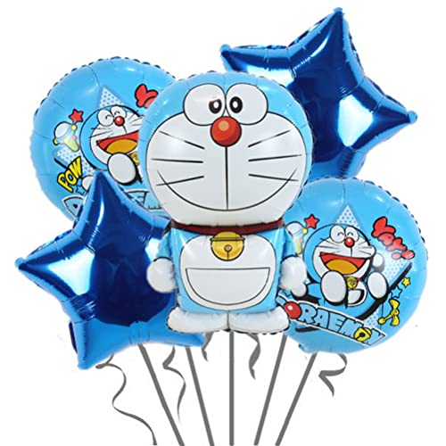 Folienballon Doraemon, 5 Stück simyron Luftballon, Deko Kindergeburtstag, Doraemon GeburtstagdekoJunge, Folienballon, Doraemon Spielzeuge für Kinder Geburtstag Party Deko Geschenk von simyron