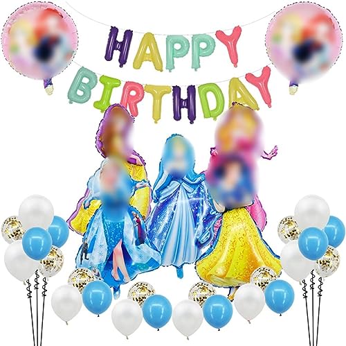 simyron Folienballon Geburtstag, 32pcs Geburtstag Deko, Party Deko, Geburtstag Luftballons Mädchen, Geburtstags Banner Party Supplies Luftballons Cake Topper Set für Mädchen von simyron