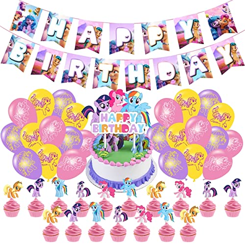 Mädchen Geburtstag Deko - simyron Einhorn Geburtstag Party Dekoration Set Einhorn Luftballon Deko mit Banner Latex Ballon für Kinder Baby Mädchen Party von simyron