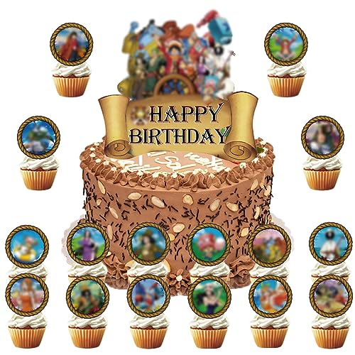 17 Stück Tortendeko, simyron Happy Birthday Cake Topper, Geburtstag kuchen deko, Karikatur Theme Inspiriert Tortenaufleger für Junge Mädchen Party Dekoration von simyron