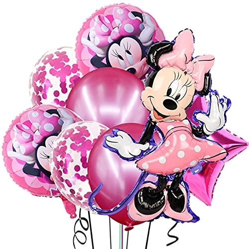 Minnie Luftballons - simyron Geburtstagsdeko Folienballon für Minnie Party Luftballons Konfetti Minnie Latex Helium Ballons für Kindergeburtstag Dekorationen 8pcs (Rosa) von simyron