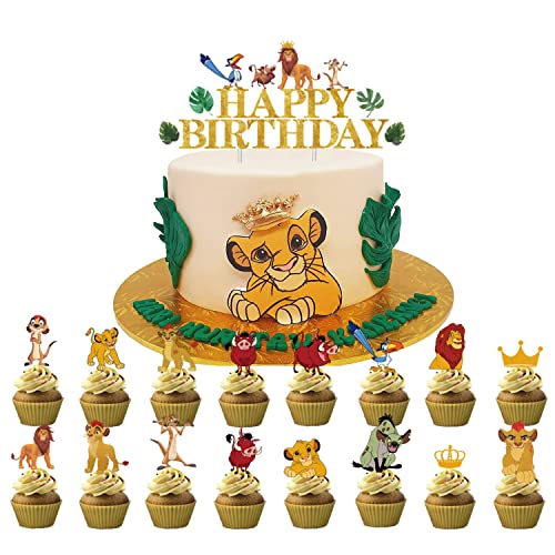 Tortendeko König der Löwen 17 Stücke Cake Topper Happy Birthday Kindergeburtstag Deko Torte Party Kuchendeko Geburtstagsdeko für Kinder Mädchen Junge von simyron