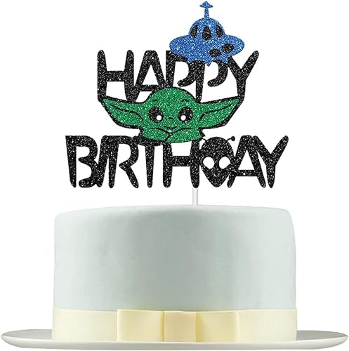 Yoda Kuchen Dekoration simyron 2 Stück Yoda Happy Birthday Cake Topper Kuchen Topper Yoda Tortendeko für Kinder Geburtstagsfeier Kuchen Dekorationen von simyron