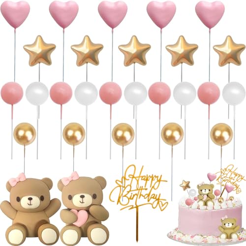 simyron Rosa Kuchen Deko Mädchen, Teddybär Kuchen Deko, Rosa Bär Deko Happy Birthday Cake Topper DIY Tortendeko Hochzeit für Valentinstag Hochzeit Hochzeitstag Geburtstag Babyparty simyron Rosa Kuchen Deko Mädchen, Teddybär Kuchen Deko, Rosa Bär Deko Happy Birthday Cake Topper DIY Tortendeko Hochzeit für Valentinstag Hochzeit Hochzeitstag Geburtstag Babyparty von simyron