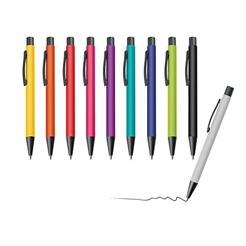 sin4sey 10er Set Kugelschreiber matt - klassischer Kuli in lebendigen Trendfarben (Farben-Mix) von sin4sey