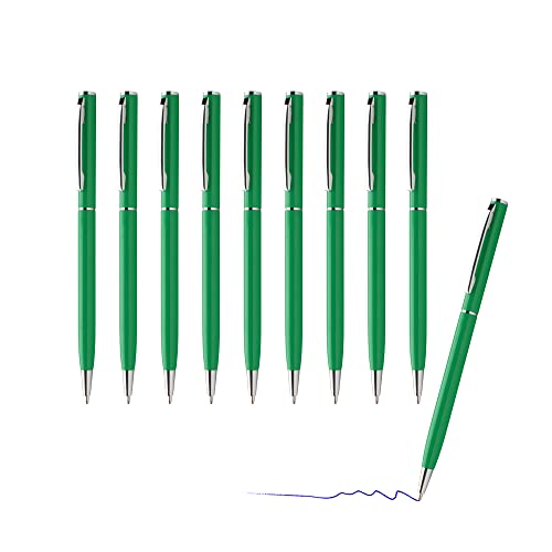 sin4sey 10er Set Kugelschreiber - schlankes Design - edler Aluminium Kugelschreiber (Grün) von sin4sey