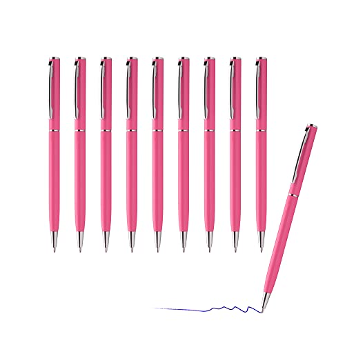 sin4sey 10er Set Kugelschreiber - schlankes Design - edler Aluminium Kugelschreiber (Pink) von sin4sey