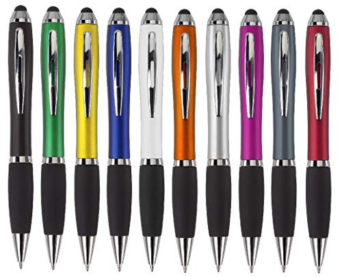 sin4sey 10er Set Kugelschreiber mit Touchscreenfunktion Touch Eingabestift (farbig-sortiert) von sin4sey