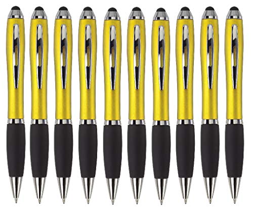 sin4sey 10er Set Kugelschreiber mit Touchscreenfunktion Touch Eingabestift (gelb) von sin4sey
