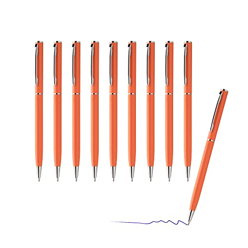 sin4sey 10er Set Kugelschreiber - schlankes Design - edler Aluminium Kugelschreiber (Orange) von sin4sey