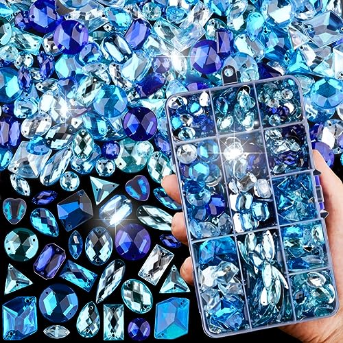 Sinyanail Acryl-Strasssteine, groß, zum Aufnähen, Kristall-Edelsteine, Diamantstein, 2 Löcher, flache Rückseite, Strasssteine für Schmuck, Kleidung, Schuhe, Taschen, Kostüme, 650 Stück (blaues Sinyanail Acryl-Strasssteine, groß, zum Aufnähen, Kristall-Edelsteine, Diamantstein, 2 Löcher, flache Rückseite, Strasssteine für Schmuck, Kleidung, Schuhe, Taschen, Kostüme, 650 Stück (blaues von sinyanail