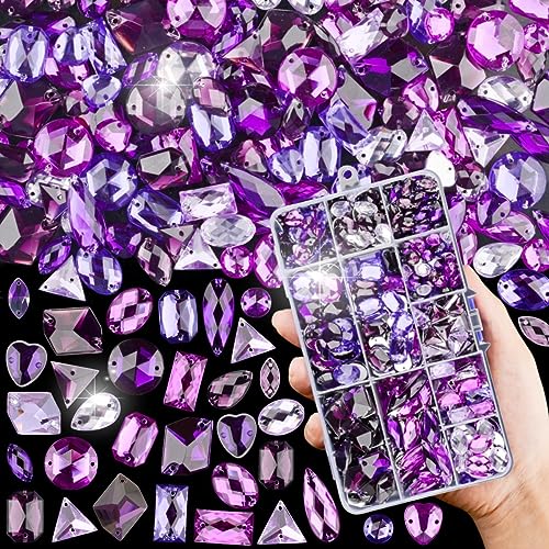 Sinyanail Acryl-Strasssteine, groß, zum Aufnähen, Kristall-Edelsteine, Diamantstein, 2 Löcher, flache Rückseite, Strasssteine für Schmuck, Kleidung, Schuhe, Taschen, Kostüme, 650 Stück (violettes Sinyanail Acryl-Strasssteine, groß, zum Aufnähen, Kristall-Edelsteine, Diamantstein, 2 Löcher, flache Rückseite, Strasssteine für Schmuck, Kleidung, Schuhe, Taschen, Kostüme, 650 Stück (violettes von sinyanail