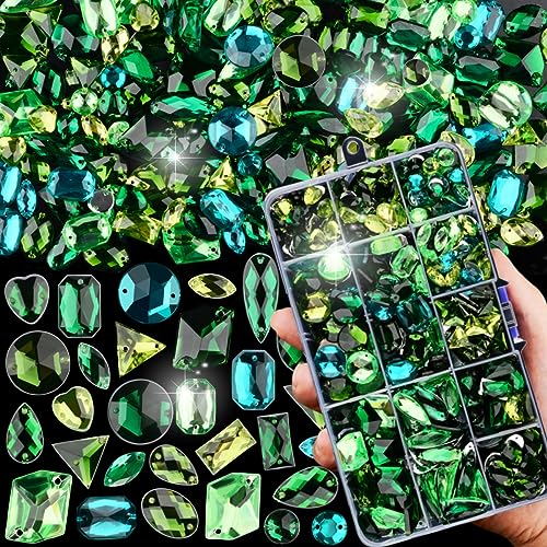 Sinyanail Acryl-Strasssteine, groß, zum Aufnähen, Kristall-Edelsteine, Diamantstein, 2 Löcher, flache Rückseite, Strasssteine für Schmuck, Kleidung, Schuhe, Taschen, Kostüme, 650 Stück (grünes Sinyanail Acryl-Strasssteine, groß, zum Aufnähen, Kristall-Edelsteine, Diamantstein, 2 Löcher, flache Rückseite, Strasssteine für Schmuck, Kleidung, Schuhe, Taschen, Kostüme, 650 Stück (grünes von sinyanail