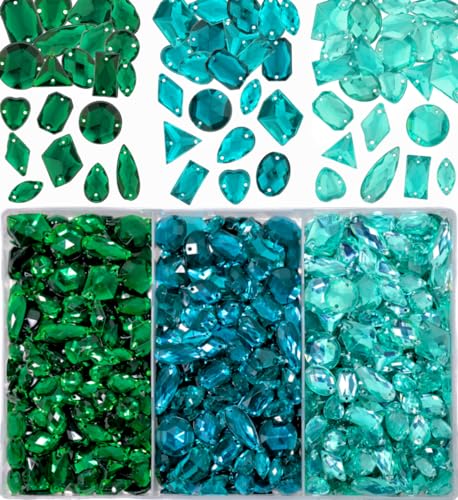 Sinyanail Acryl-Strasssteine zum Aufnähen in 3 Farben, Kristall-Edelsteine, Diamantstein, 2 Löcher, flache Rückseite, Strasssteine für Schmuck, Kleidung, Schuhe, Tasche, Kostüm, 650 Stück (blau-grün) Sinyanail Acryl-Strasssteine zum Aufnähen in 3 Farben, Kristall-Edelsteine, Diamantstein, 2 Löcher, flache Rückseite, Strasssteine für Schmuck, Kleidung, Schuhe, Tasche, Kostüm, 650 Stück (blau-grün) von sinyanail