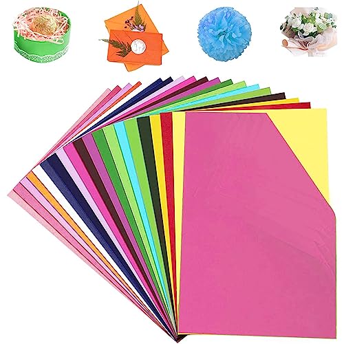 200 Stück Seidenpapier, 20 FarbenTransparentpapier Bunt, Pergamentpapier, A4 Tissue Paper, Für Kreieren von Pompoms, Papierblumen, Tischdeko, Dass in Geschenktüten von sinzau