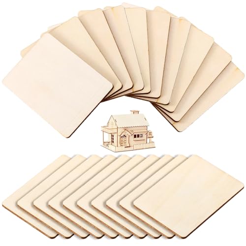 Holzrechteck zum Basteln, 8,9x6,4cm 20 Stück Runde Holzscheibe, für Hochzeit Gästebuch Beschriften Party Tischdeko DIY von sinzau