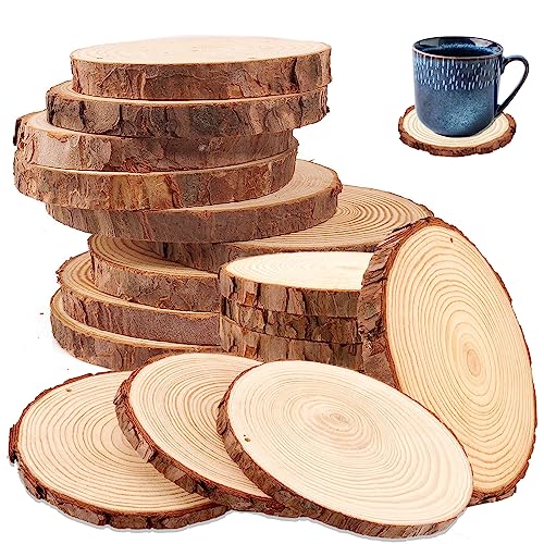 Holzscheiben, Runde Holzscheibe, für Dekoration, Untersetzer, Handwerke, Bemalen, DIY (Roh - Runde Holzspäne, 20PACK-8~10CM) von sinzau