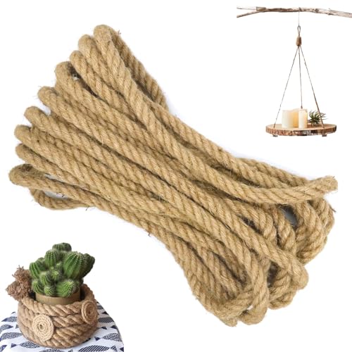 Juteseil, 10 Meter Lang Hanfseil, 10 Millimeter Dicke Jute Schnur, 3-Stränge Juteseil Tau Seil, Jute Bastelschnur, Handlaufseil, für DIY, Haus Dekoration, Handwerk und Bündel, Braun Juteseil, 10 Meter Lang Hanfseil, 10 Millimeter Dicke Jute Schnur, 3-Stränge Juteseil Tau Seil, Jute Bastelschnur, Handlaufseil, für DIY, Haus Dekoration, Handwerk und Bündel, Braun von sinzau