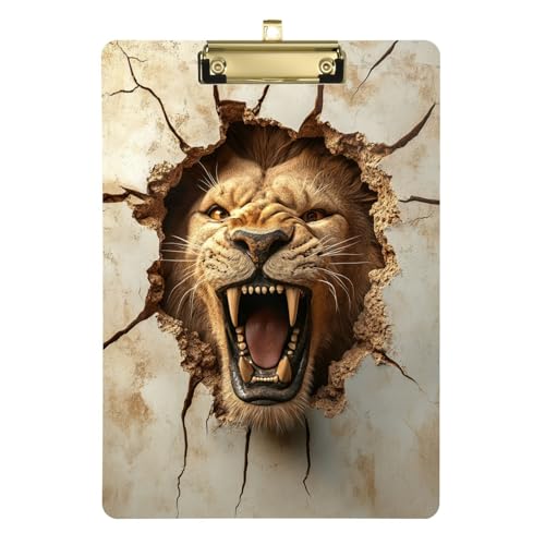 3D-Klemmbrett mit rissigen Löwen, Löwe, aus Acryl, niedlich, für Polizei, Büro, Krankenschwester, Fußball, Trainer, Größe 22,9 x 30,5 cm 3D-Klemmbrett mit rissigen Löwen, Löwe, aus Acryl, niedlich, für Polizei, Büro, Krankenschwester, Fußball, Trainer, Größe 22,9 x 30,5 cm von siphylline