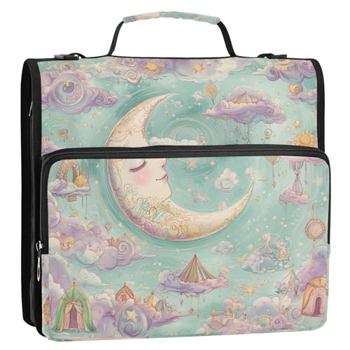 Aesthetic Boho Moon Dreamy Circus 3,8 cm 3 Ringe Reißverschluss Ordner mit Griff und abnehmbarem Schultergurt Laege Kapazität Dokumente Dateien Aufbewahrungstasche für Schule/Büro Aesthetic Boho Moon Dreamy Circus 3,8 cm 3 Ringe Reißverschluss Ordner mit Griff und abnehmbarem Schultergurt Laege Kapazität Dokumente Dateien Aufbewahrungstasche für Schule/Büro von siphylline
