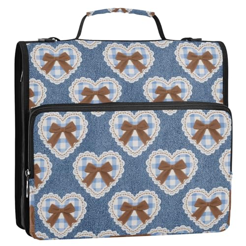 Aktenordner, Organizer mit 3 Ringen, 3,8 cm, Denim-Blau-Braun mit Schleife, 3,8 cm, Büroordner mit Griff, Dokumentenordner, Organizer für Schule und Büro Aktenordner, Organizer mit 3 Ringen, 3,8 cm, Denim-Blau-Braun mit Schleife, 3,8 cm, Büroordner mit Griff, Dokumentenordner, Organizer für Schule und Büro von siphylline