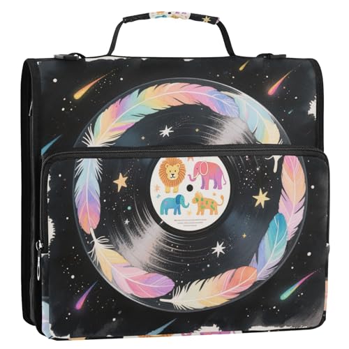 Aktenordner mit 3 Ringen im Vintage-Stil, mit Schultergurt und Griff, mehrere Taschen, Dokumentenordner, Organizer für Büro, Schule, Schwarz Aktenordner mit 3 Ringen im Vintage-Stil, mit Schultergurt und Griff, mehrere Taschen, Dokumentenordner, Organizer für Büro, Schule, Schwarz von siphylline