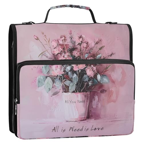 All You Need is Love 3 Ringe 3,8 cm Ordner Reißverschluss mit Schultergurt inklusive Reißverschlusstasche Dokumentenmappe Organizer für Mittelschule von siphylline