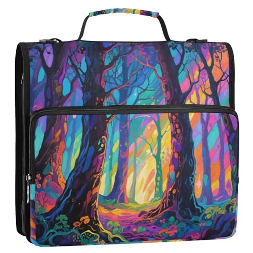 Artistic Colorful Safari 3,8 cm 3-Ring-Reißverschluss-Organizer mit Griff und abnehmbarem Schultergurt, inklusive Reißverschlusstasche, Dokumenten-Organizer für Schule und Büro von siphylline