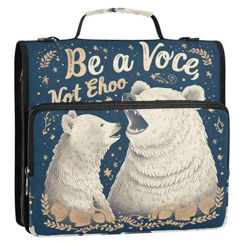Be A Voice Ringbuch mit Reißverschluss, 3 Ringe, mit Gurt, mehrere Taschen, tragbares Portfolio für Schule/Büro von siphylline