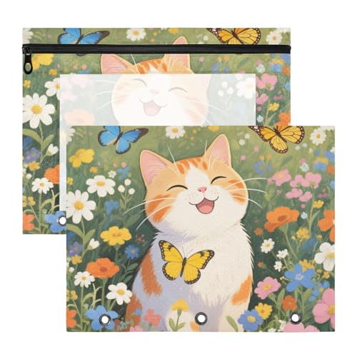 Bezaubernde 3-Loch-Tasche für A4-Papier, Briefe, 2 Stück, Lehrer, Büro, Kunst, Ölgemälde, Garten, Katze Bezaubernde 3-Loch-Tasche für A4-Papier, Briefe, 2 Stück, Lehrer, Büro, Kunst, Ölgemälde, Garten, Katze von siphylline