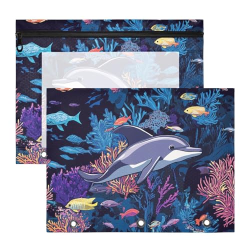 Binder Bleistift Pouches Mehrzweck-Kunststoff-Aktenordner für A4-Papier Briefe 2 Pack Schüler Klasse A Delfin Binder Bleistift Pouches Mehrzweck-Kunststoff-Aktenordner für A4-Papier Briefe 2 Pack Schüler Klasse A Delfin von siphylline