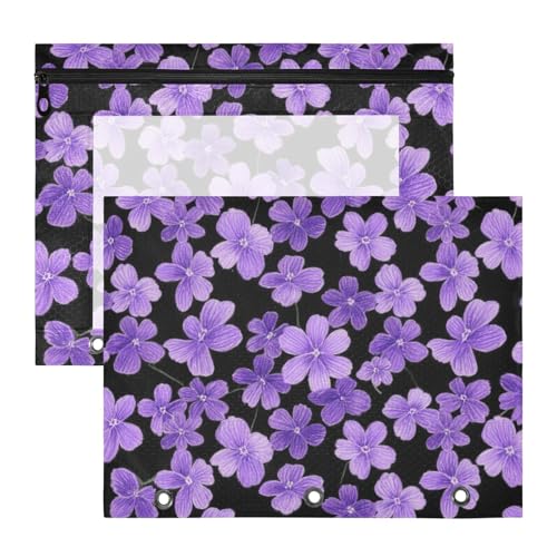Binder-Bleistiftbeutel, 3 Löcher, Taschenordner für A4-Papier, Briefe, 2 Stück, Lehrer, Büro, klein, violett, Blumen, schwarz, minimalistischer Stil Binder-Bleistiftbeutel, 3 Löcher, Taschenordner für A4-Papier, Briefe, 2 Stück, Lehrer, Büro, klein, violett, Blumen, schwarz, minimalistischer Stil von siphylline