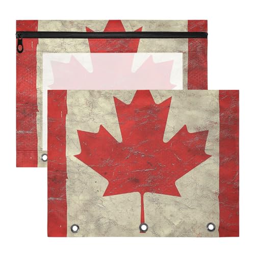 Binder-Bleistiftbeutel, bezaubernder Kunststoff-Aktenordner für 3 Ringe, 2 Stück, Lehrer, Klassenzimmer, Zubehör, kanadische Flagge Binder-Bleistiftbeutel, bezaubernder Kunststoff-Aktenordner für 3 Ringe, 2 Stück, Lehrer, Klassenzimmer, Zubehör, kanadische Flagge von siphylline
