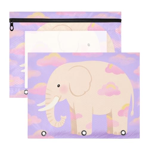 Binder-Bleistiftbeutel, tragbar, 3 Löcher, für A4-Papier, Briefe, 2 Stück, Lehrer, College, Zubehör, Wolke, niedliches Tier, rosa Elefant Binder-Bleistiftbeutel, tragbar, 3 Löcher, für A4-Papier, Briefe, 2 Stück, Lehrer, College, Zubehör, Wolke, niedliches Tier, rosa Elefant von siphylline