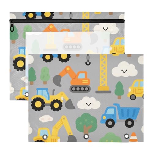Binder-Bleistiftbeutel, transparent, 3 Löcher, Tasche für 3 Ringe, 2 Stück, für Schüler, Schule, Studenten, Lehrer, Zubehör, niedlicher Cartoon, bunter LKW Binder-Bleistiftbeutel, transparent, 3 Löcher, Tasche für 3 Ringe, 2 Stück, für Schüler, Schule, Studenten, Lehrer, Zubehör, niedlicher Cartoon, bunter LKW von siphylline