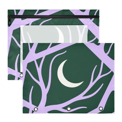 Binder-Federmäppchen, 3 Löcher, 3 Ringe, Tasche für A4-Papier, Briefe, 2 Stück, Lehrer, Aufbewahrung, Schule, Studenten, Lehrerbedarf, abstrakte Kunst, violetter Zweig, Mondgrün Binder-Federmäppchen, 3 Löcher, 3 Ringe, Tasche für A4-Papier, Briefe, 2 Stück, Lehrer, Aufbewahrung, Schule, Studenten, Lehrerbedarf, abstrakte Kunst, violetter Zweig, Mondgrün von siphylline