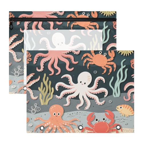 Binder-Federmäppchen, 3 Löcher, Kunststoff-Aktenordner für 3 Ringe, 2 Stück, Studenten, Büro, Meer, Tiere, Meer Binder-Federmäppchen, 3 Löcher, Kunststoff-Aktenordner für 3 Ringe, 2 Stück, Studenten, Büro, Meer, Tiere, Meer von siphylline