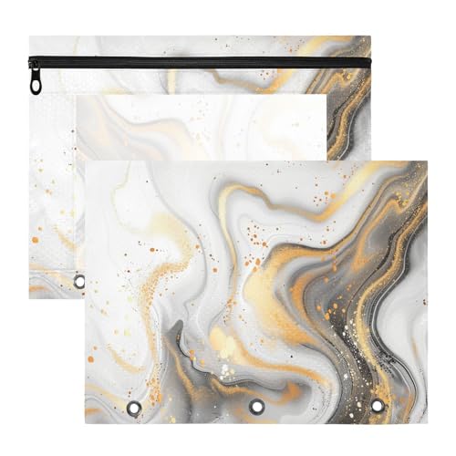 Binder-Federmäppchen, bezaubernder Kunststoff-Aktenordner für 3 Ringe, 2 Stück, Studenten, Kunstbedarf, Aufbewahrung, weißer, goldener Marmorstein Binder-Federmäppchen, bezaubernder Kunststoff-Aktenordner für 3 Ringe, 2 Stück, Studenten, Kunstbedarf, Aufbewahrung, weißer, goldener Marmorstein von siphylline