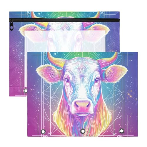 Binder-Federmäppchen, stabile 3-Loch-Tasche für 3 Ringe, 2 Stück, für Lehrer, Büro, Kuh, Tarot Binder-Federmäppchen, stabile 3-Loch-Tasche für 3 Ringe, 2 Stück, für Lehrer, Büro, Kuh, Tarot von siphylline