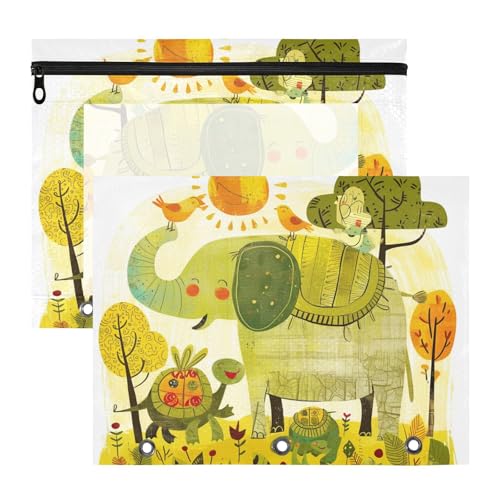 Binder-Federmäppchen mit glatten Reißverschlüssen, 3-Loch-Tasche für A4-Papier, Briefe, 2 Stück, Lehrer, Zuhause, Kritzelei-Stil, Cartoon, Elefant, Schildkröte, niedlich Binder-Federmäppchen mit glatten Reißverschlüssen, 3-Loch-Tasche für A4-Papier, Briefe, 2 Stück, Lehrer, Zuhause, Kritzelei-Stil, Cartoon, Elefant, Schildkröte, niedlich von siphylline