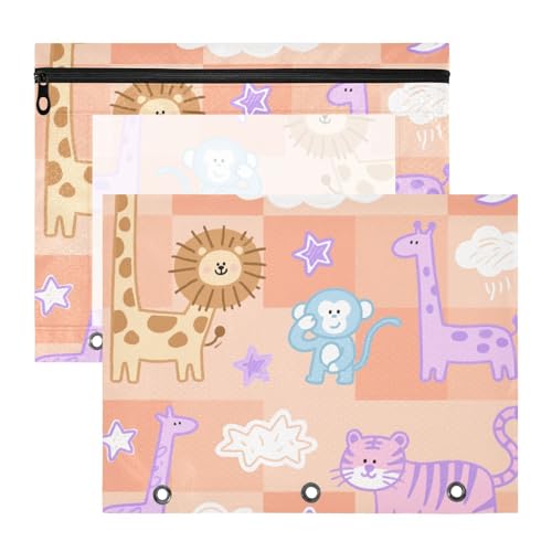 Bindertaschen, 3 Löcher, 3 Ringe, Tasche für 3 Ringe, 2 Stück, Lehrer, Zuhause, lustig, Giraffe, Affe, rosa kariert Bindertaschen, 3 Löcher, 3 Ringe, Tasche für 3 Ringe, 2 Stück, Lehrer, Zuhause, lustig, Giraffe, Affe, rosa kariert von siphylline