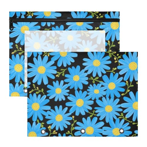 Bindertaschen, 3 Löcher, Aufbewahrungstasche für 3 Ringe, 2 Stück, Lehrer, Kunstbedarf, Aufbewahrung, blaue Gänseblümchen, Art-Deco Bindertaschen, 3 Löcher, Aufbewahrungstasche für 3 Ringe, 2 Stück, Lehrer, Kunstbedarf, Aufbewahrung, blaue Gänseblümchen, Art-Deco von siphylline