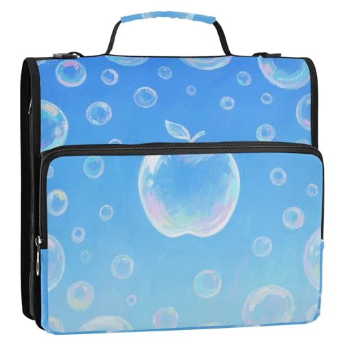 Blue Fruit Bubble 3 Ringe Ordner Organizer mit Schultergurt Laege Kapazität Dokumente Dateien Aufbewahrungstasche für Schule von siphylline