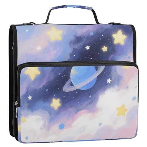 Blue Planet 3,8 cm 3 Ringe Reißverschluss Ordner mit Griff, mehrere Taschen, Schulbedarf, Organizer für Mittelschüler von siphylline