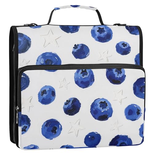 Blueberry Star 3,8 cm 3 Ringe Reißverschluss Ordner mit Schultergurt Laege Kapazität Dokumentenordner Organizer für Schule/Büro von siphylline