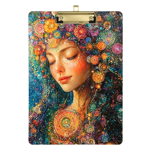 Boho-Klemmbrett für Mädchen, bunt, schöne Charaktere, wasserdicht, für Fußball-LKW-Fahrer, Größe 22,9 x 30,5 cm von siphylline
