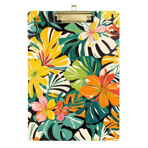 Bunte Sommer-Hawaii-Blumen, dünnes Klemmbrett, wasserdicht, für Schüler, Mädchen, Kinder, Lehrer, Klemmbrett, Größe 22,9 x 30,5 cm Bunte Sommer-Hawaii-Blumen, dünnes Klemmbrett, wasserdicht, für Schüler, Mädchen, Kinder, Lehrer, Klemmbrett, Größe 22,9 x 30,5 cm von siphylline