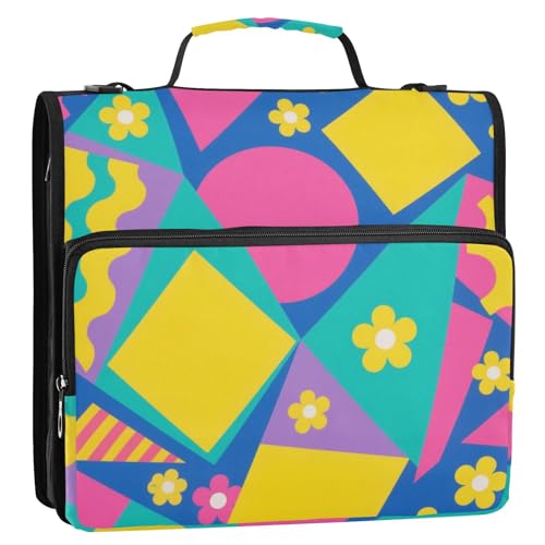 Bunte geometrische Formen, gelbe Blumen, 3 Ringe, 3,8 cm, Ordner-Organizer mit Schultergurt, Kapazität für Dokumente, Akten, Aufbewahrungstasche, geeignet für Mittelschule Bunte geometrische Formen, gelbe Blumen, 3 Ringe, 3,8 cm, Ordner-Organizer mit Schultergurt, Kapazität für Dokumente, Akten, Aufbewahrungstasche, geeignet für Mittelschule von siphylline