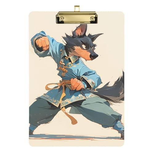 Cartoon-Klemmbrett mit niedlichem Kung-Fu-Hund, cooles Kunststoff-Klemmbrett für Mädchen, wasserdicht, für Softball-Trainer, Klemmbrett, Lehrer, Größe 22,9 x 30,5 cm von siphylline