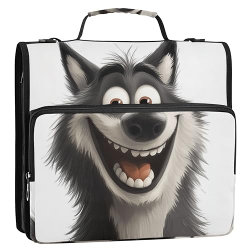 Cartoon Lustiger Wolf Happy 3 Ringe Büroordner Organizer mit Griff inklusive Reißverschlusstasche Schulbedarf Organizer für Mittelschule Cartoon Lustiger Wolf Happy 3 Ringe Büroordner Organizer mit Griff inklusive Reißverschlusstasche Schulbedarf Organizer für Mittelschule von siphylline